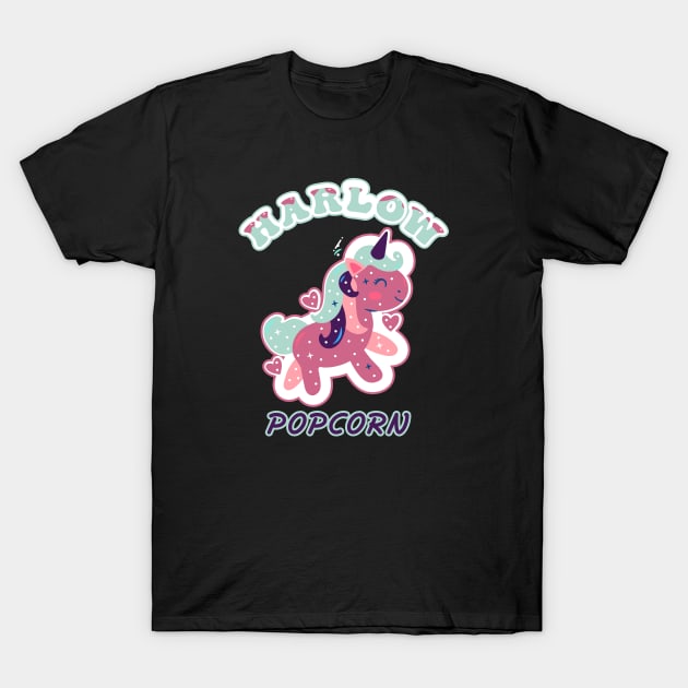 Harlow And Popcorn Funny Popcorn The Pony T-Shirt by Selva_design14